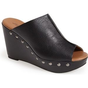 Women's Black Open Toe Slide Mule Clog Sandals